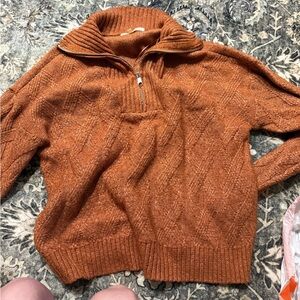 Rust Orange Cable Knit Sweater